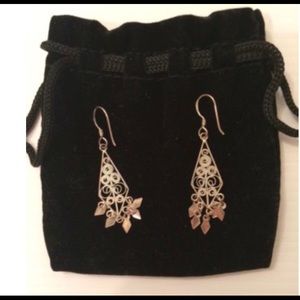 Authentic Sterling Silver Drop Earrings with Pouch